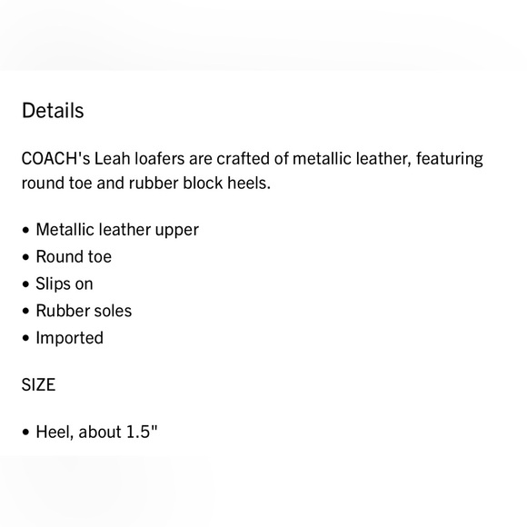 🌟COACH LEAH METALLIC LOAFERS🌟 - Picture 9 of 9